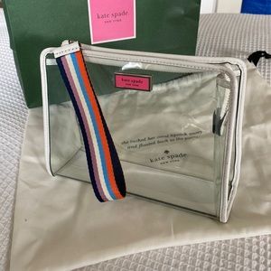 Kate Spade clear wristlet white leather trip & bottom
